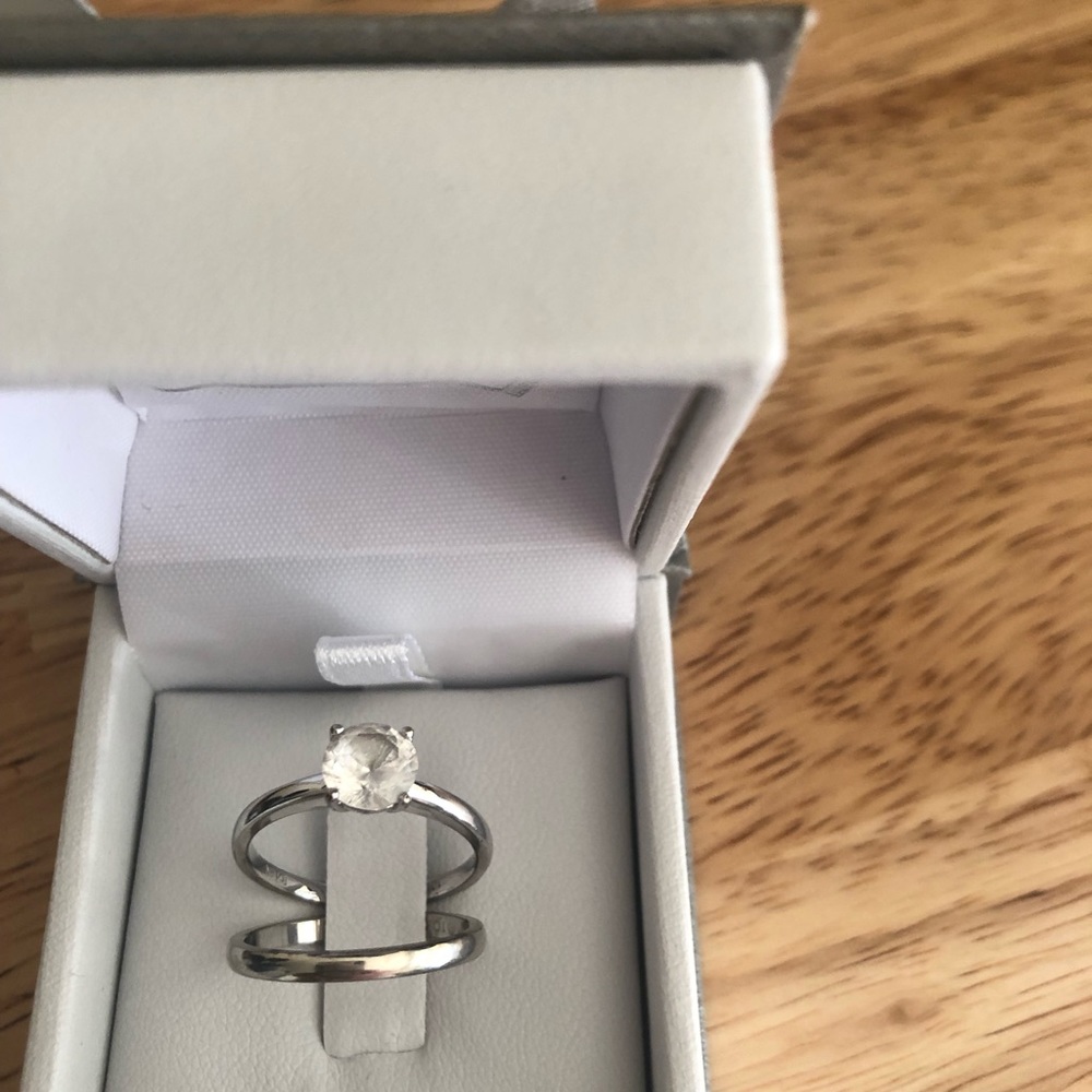 Miadora white sapphire 10k white gold